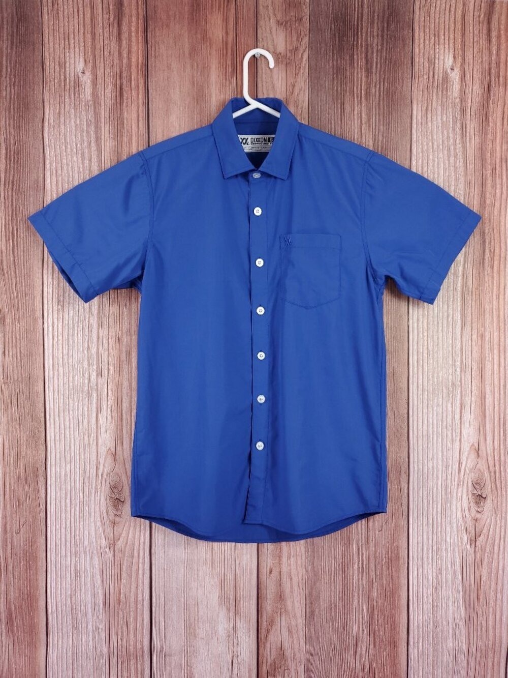 Dixxon Mens Small Performance Bamboo Series D-Lux SS Button Up Shirt Blue